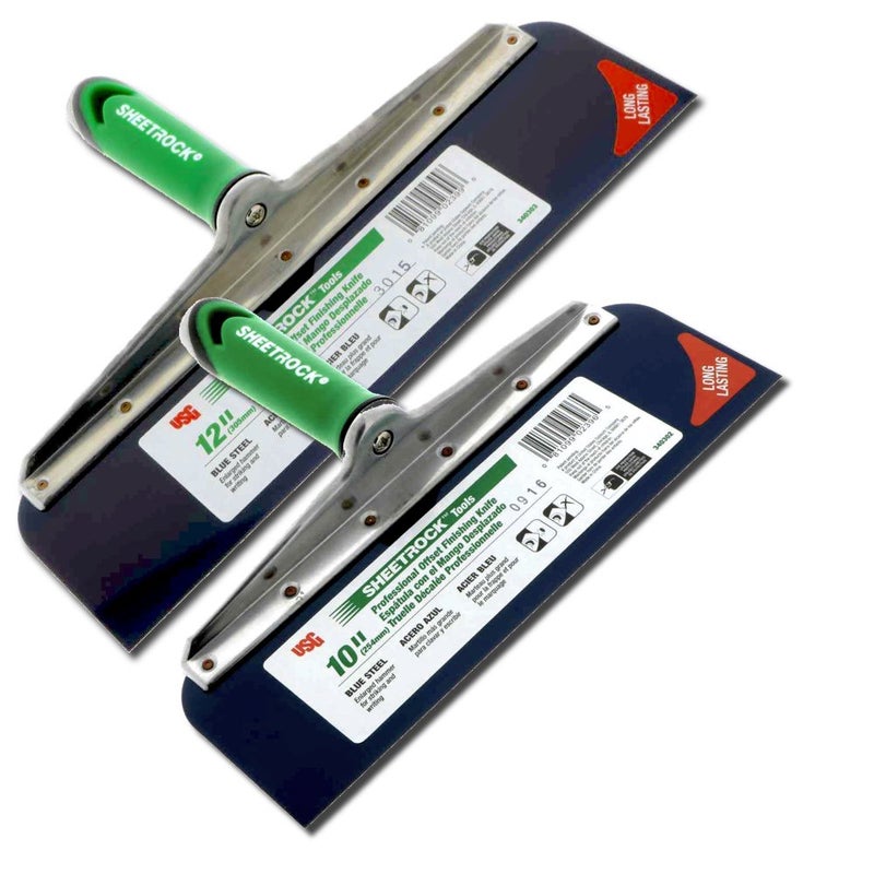 Sheetrock USG Sheetrock 2-Piece Offset Drywall Taping Knife Set - 10" and 12" w/Blue Steel Blade - Image 1
